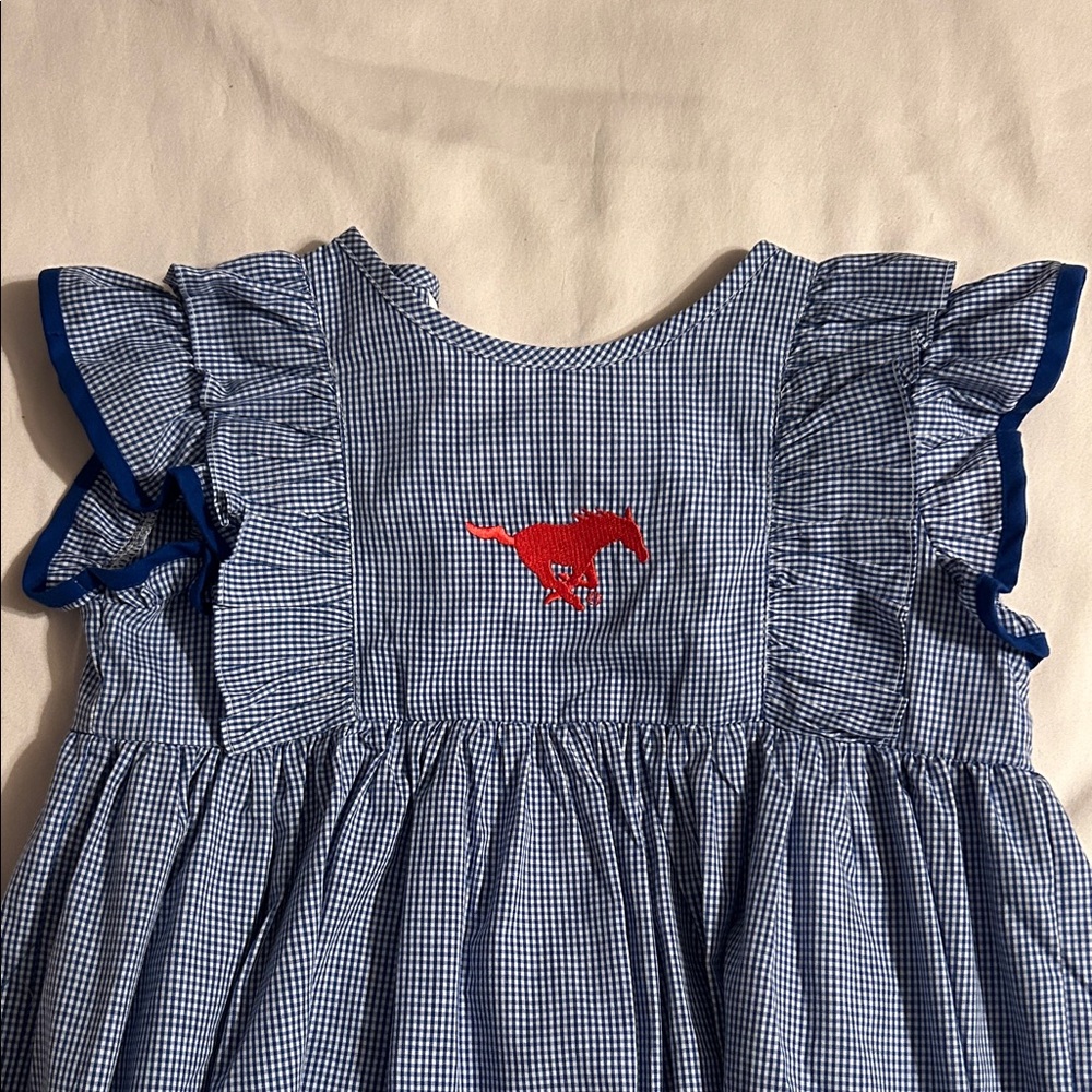 Blue Gingham Kids Casual Dress